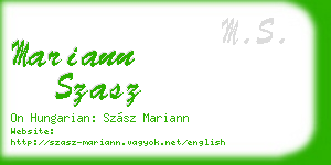mariann szasz business card